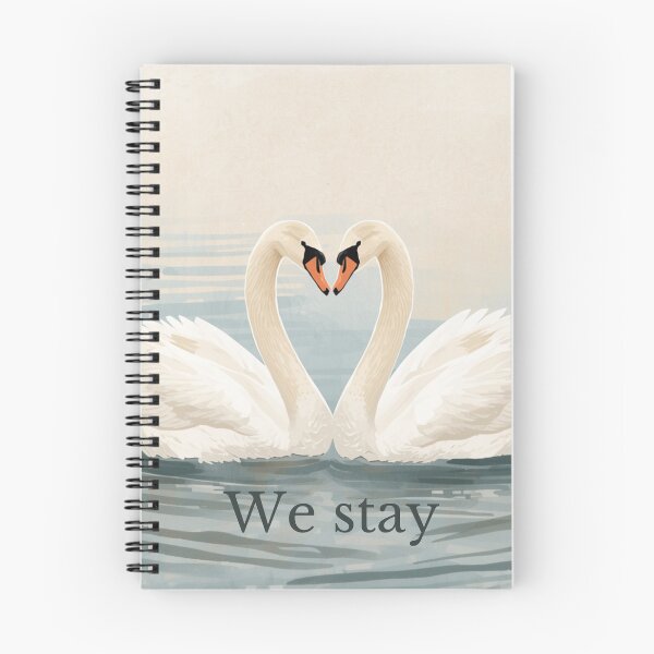 Item preview, Two Swans in Love - 'We Stay' Quote | Elegant and Peaceful Nature Art designed and sold by soletstudio.