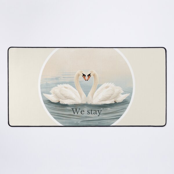 Item preview, Two Swans in Love - 'We Stay' Quote | Elegant and Peaceful Nature Art designed and sold by soletstudio.