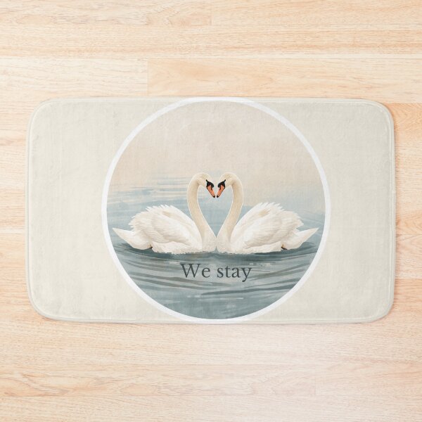 Item preview, Two Swans in Love - 'We Stay' Quote | Elegant and Peaceful Nature Art designed and sold by soletstudio.