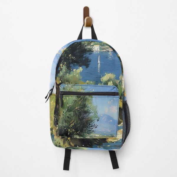 Item preview, Olive grove with sea view – Impressionistic Mediterranean landscape designed and sold by Karabooki.