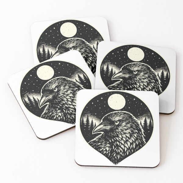 Item preview, Dark Messenger - Raven in Woodcut Style designed and sold by ZeitgeistSeason.