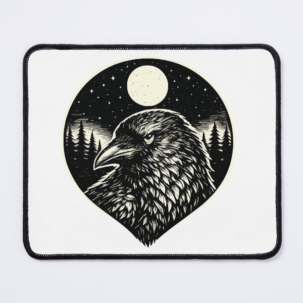 Item preview, Dark Messenger - Raven in Woodcut Style designed and sold by ZeitgeistSeason.