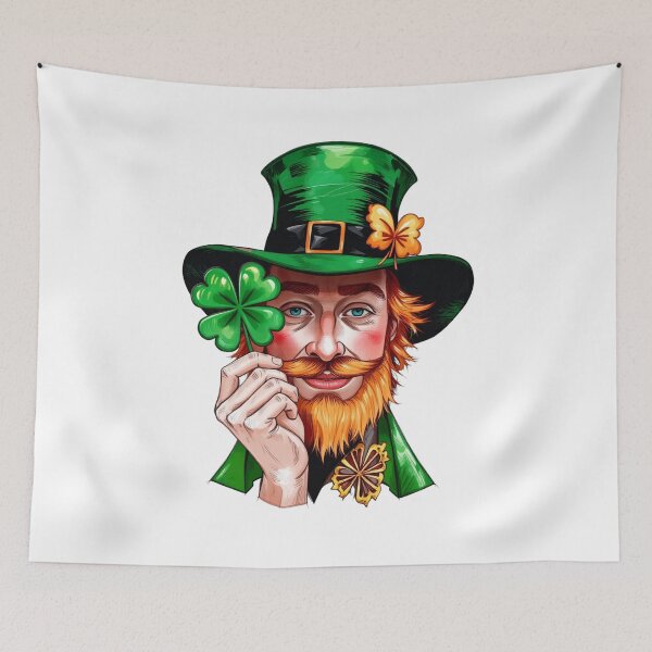 Item preview, Lucky Leprechaun Clover Portrait Illustration designed and sold by PMTaurus.