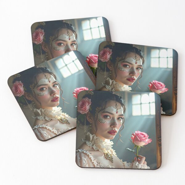 Item preview, Masked Woman Art – Romantic Fantasy Illustration designed and sold by Schoenenwald - Illustrations Uniques et Originales.