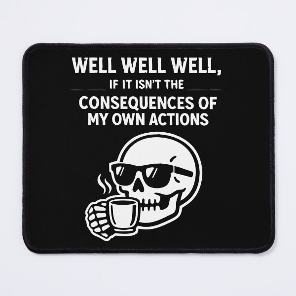 Item preview, Consequences Of My Own Actions Skeleton Coffee Black and White Meme designed and sold by WavesStation.