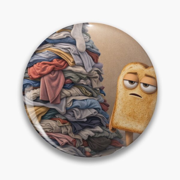 Item preview, Laundry Day Burnout – Funny Tired Toast 3D Cartoon designed and sold by ComedyInkFactor.