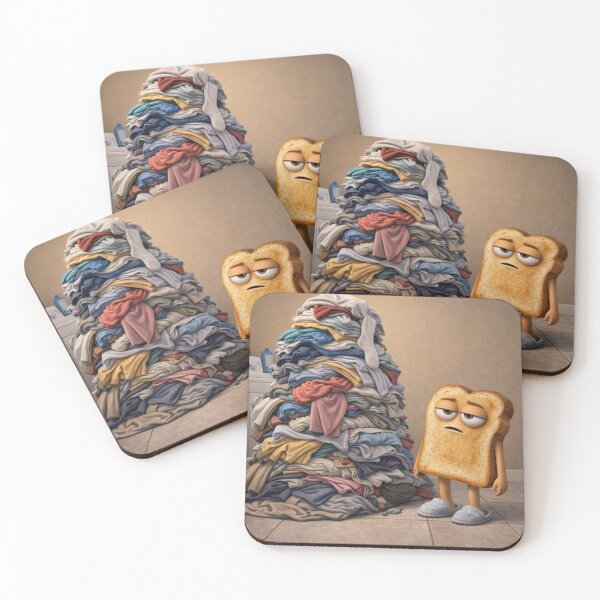 Item preview, Laundry Day Burnout – Funny Tired Toast 3D Cartoon designed and sold by ComedyInkFactor.