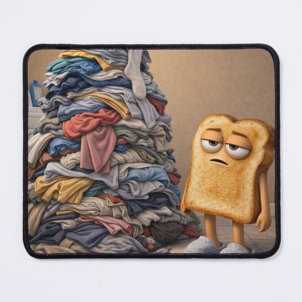 Item preview, Laundry Day Burnout – Funny Tired Toast 3D Cartoon designed and sold by ComedyInkFactor.