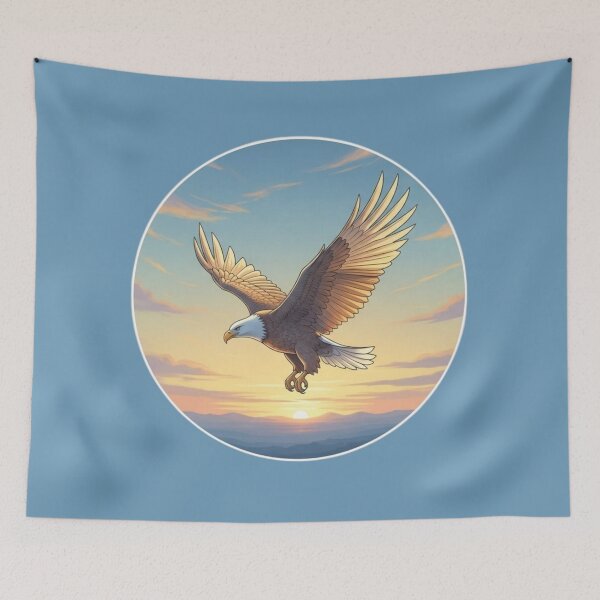 Item preview, Soaring Eagle at Sunrise – Peaceful Nature Illustration designed and sold by soletstudio.