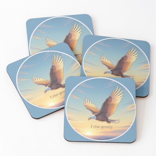 Item preview, Eagle Rising at Sunrise – Inspirational Illustration “I Rise Gently” designed and sold by soletstudio.
