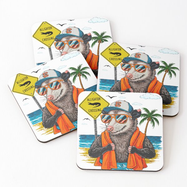 Item preview, Cool Beach Opossum with Sunglasses and Orange Towel designed and sold by TeeARTHY.