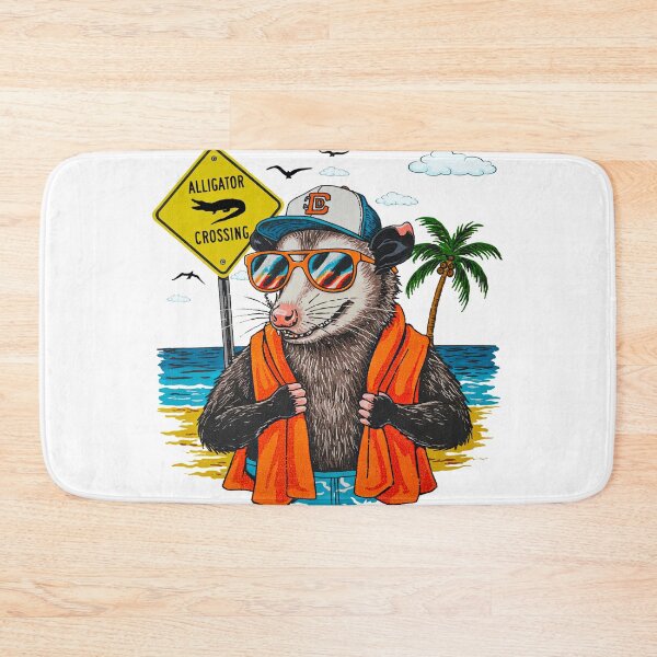 Item preview, Cool Beach Opossum with Sunglasses and Orange Towel designed and sold by TeeARTHY.
