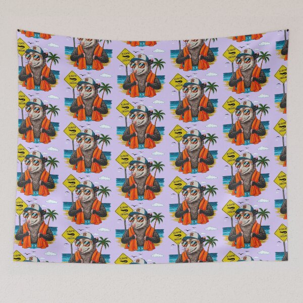 Item preview, Cool Beach Opossum with Sunglasses and Orange Towel designed and sold by TeeARTHY.