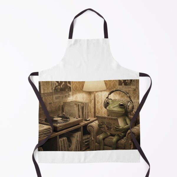 Item preview, Retro Frog Listening to Vinyl Records - Cozy Vintage Music Art designed and sold by Fluidic-Space.