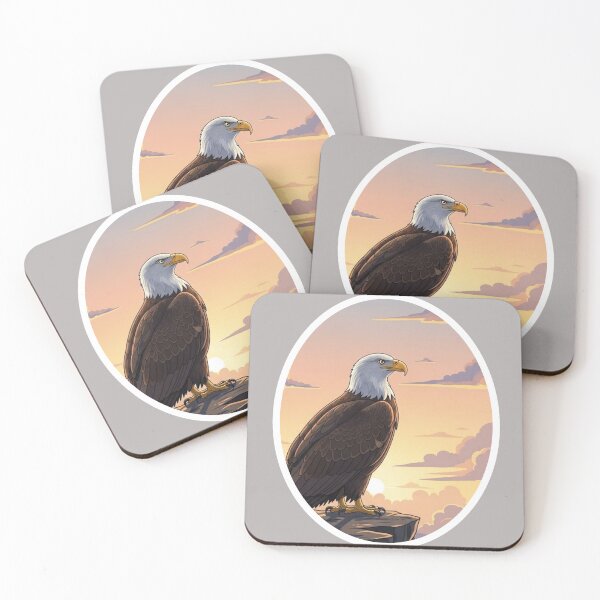 Item preview, Bald Eagle at Sunset – Oval Wildlife Illustration designed and sold by soletstudio.