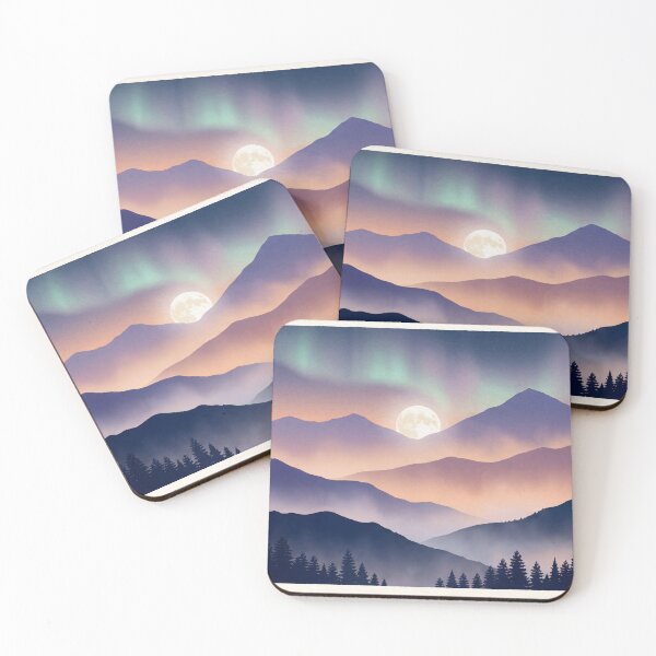 Item preview, Minimalist Gradient Mountain Moonrise Landscape Art designed and sold by KuroAtelier.
