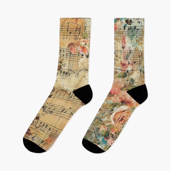 Item preview, Floral pattern. Musical notes. Retro. Vintage. designed and sold by MagelliShop.