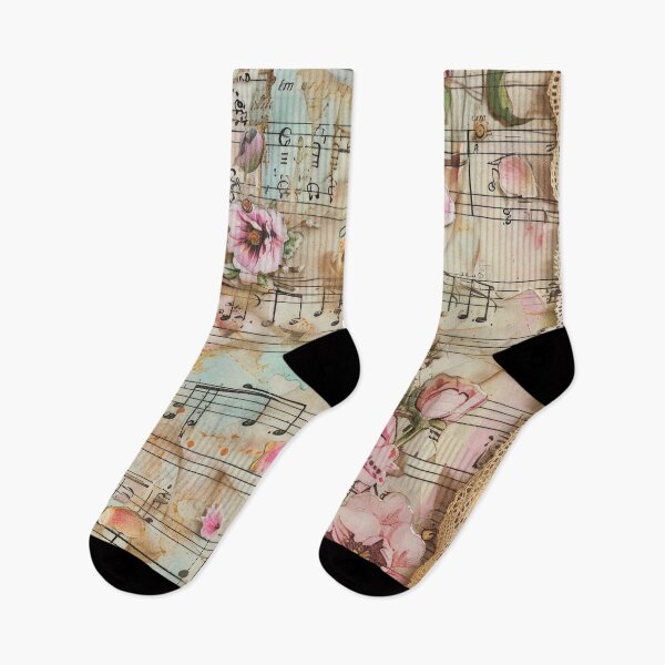 Item preview, Floral pattern. Musical notes. Retro. Vintage. designed and sold by MagelliShop.