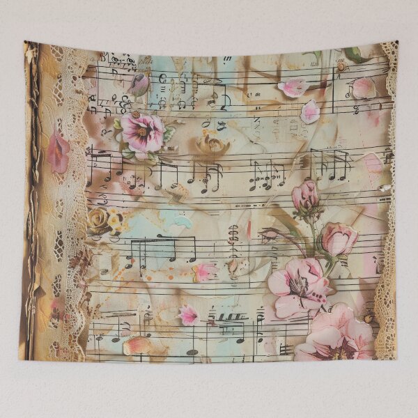 Item preview, Floral pattern. Musical notes. Retro. Vintage. designed and sold by MagelliShop.