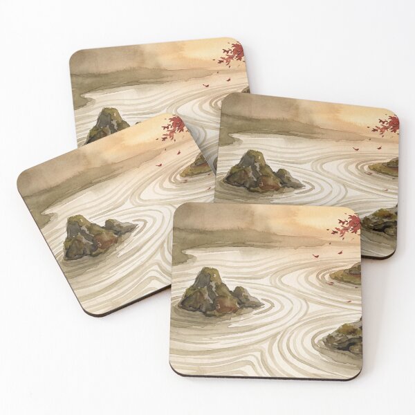 Item preview, Peaceful Japanese Zen Garden Watercolor Landscape designed and sold by KuroAtelier.
