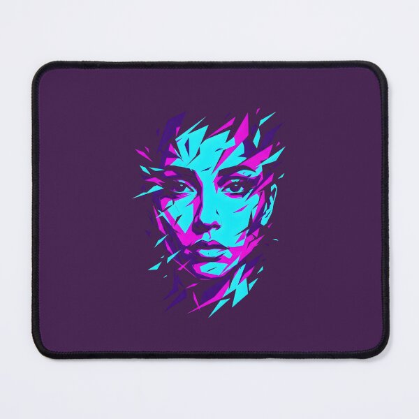 Item preview, Cyberpunk Glitch Face Geometric Neon Shards 2026 designed and sold by MarCinu Art.