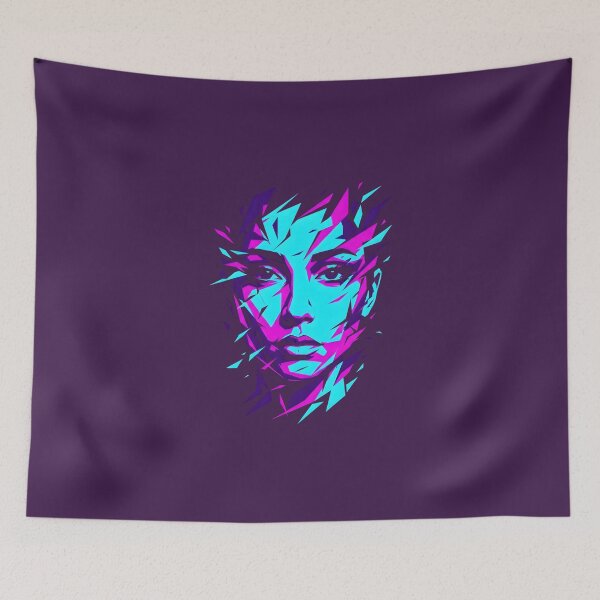 Item preview, Cyberpunk Glitch Face Geometric Neon Shards 2026 designed and sold by MarCinu Art.