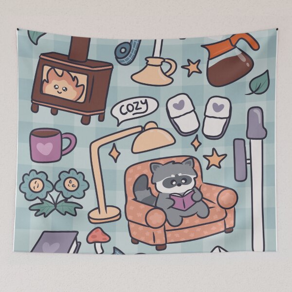 Item preview, cozy raccoon kawaii animal  designed and sold by kaybowzie.