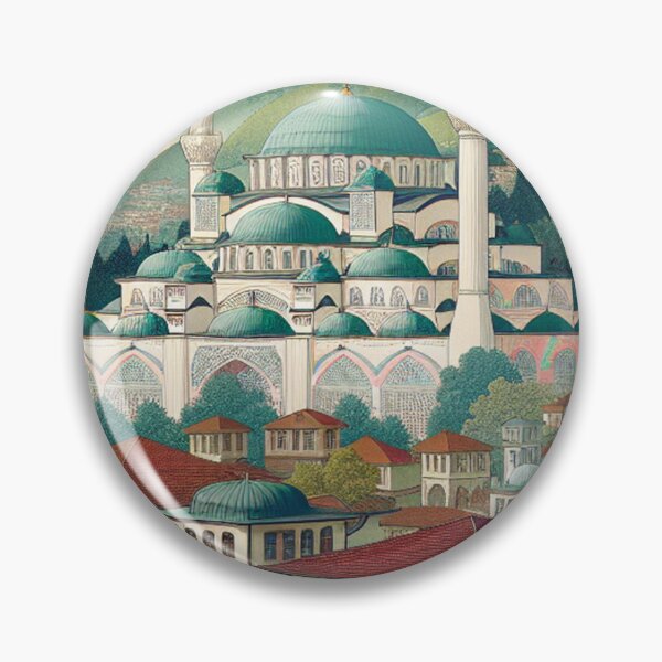 Item preview, Bursa Turkey Ukiyo‑e Art Print | Green Mosque Edo Style Japanese Woodblock designed and sold by Vandy Fullam.