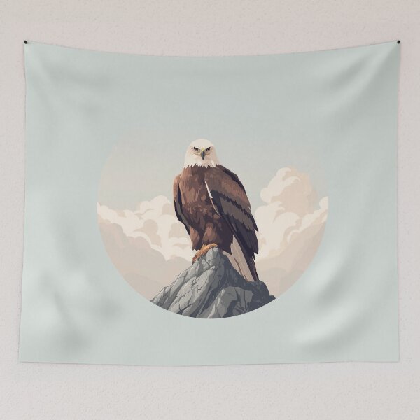 Item preview, Majestic Bald Eagle on Mountain Peak – Strength, Freedom & Leadership Illustration designed and sold by soletstudio.