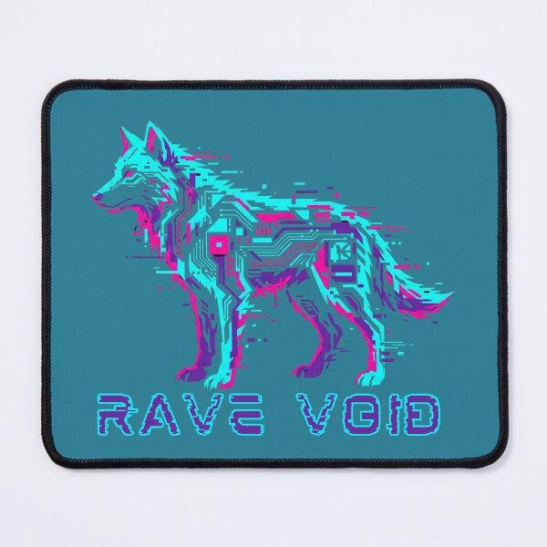 Item preview, Cyberpunk Wolf Glitch Art Rave Void 2026 designed and sold by MarCinu Art.