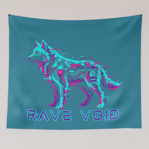 Item preview, Cyberpunk Wolf Glitch Art Rave Void 2026 designed and sold by MarCinu Art.