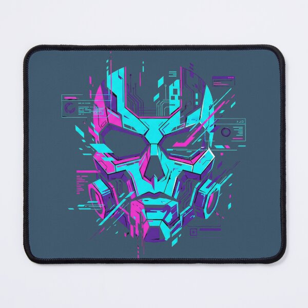 Item preview, Cyberpunk Glitch Skull Neon Mecha Futuristic Scifi 2026 designed and sold by MarCinu Art.