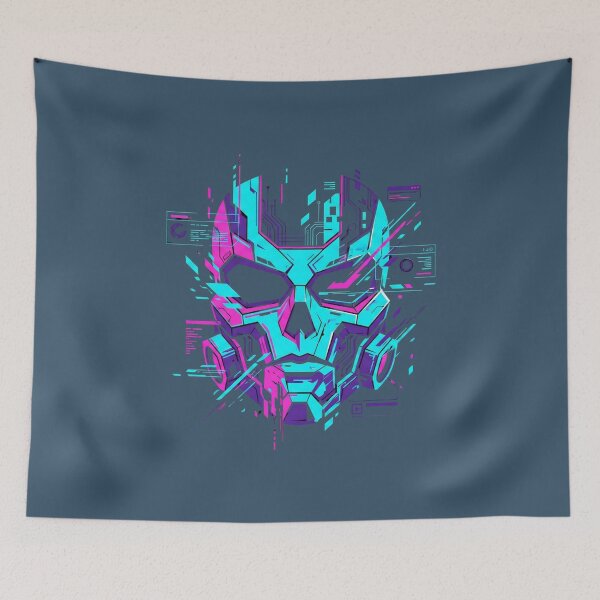 Item preview, Cyberpunk Glitch Skull Neon Mecha Futuristic Scifi 2026 designed and sold by MarCinu Art.