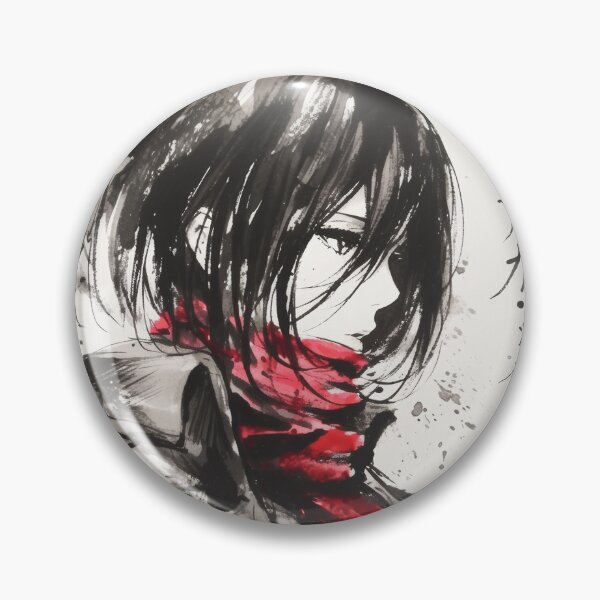Aperçu de l'œuvre Écharpe rouge Mikasa Sumi-e créée et vendue par AnimeArsenalPrints.