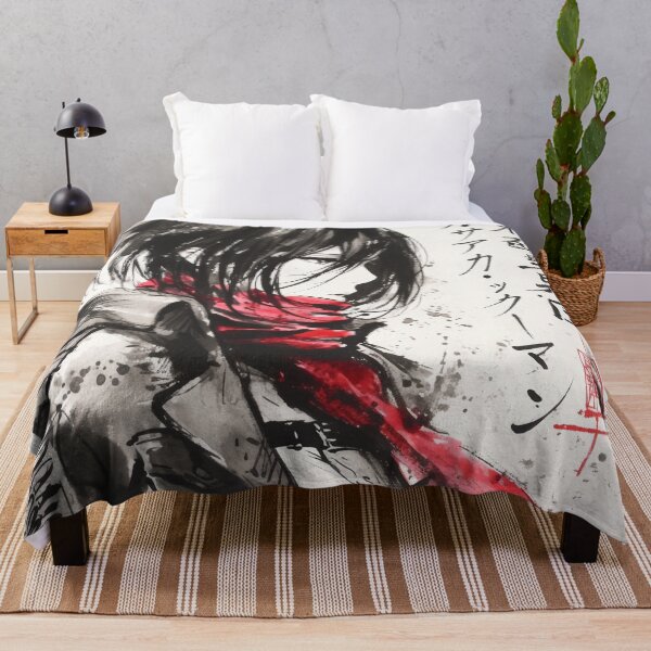 Artikelvorschau, Mikasa Roter Schal Sumi-e entworfen und verkauft von AnimeArsenalPrints.