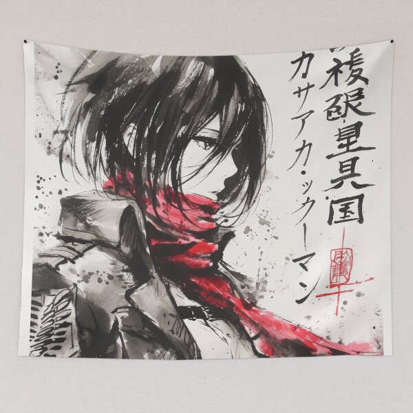Item preview,  Mikasa Red Scarf Sumi-e  designed and sold by AnimeArsenalPrints.
