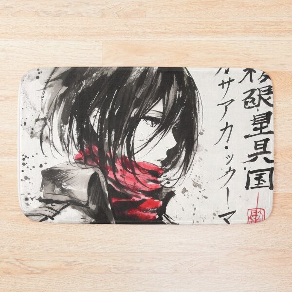 Artikelvorschau, Mikasa Roter Schal Sumi-e entworfen und verkauft von AnimeArsenalPrints.