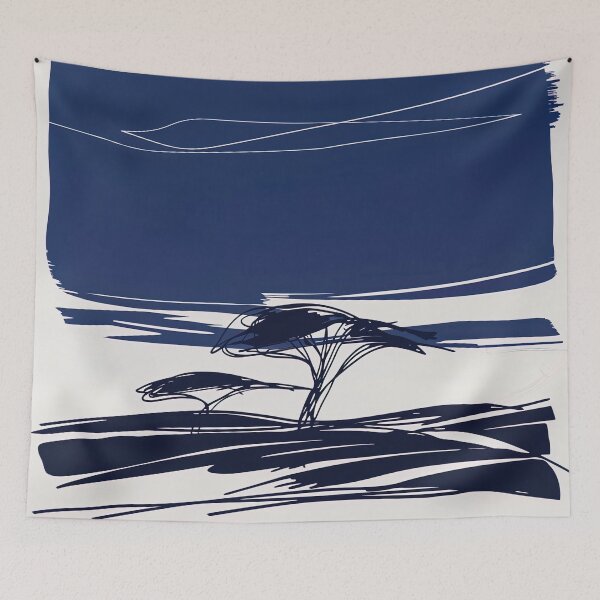 Item preview, Botswana landscape - Blue Abstract Art designed and sold by shadow-bloom.