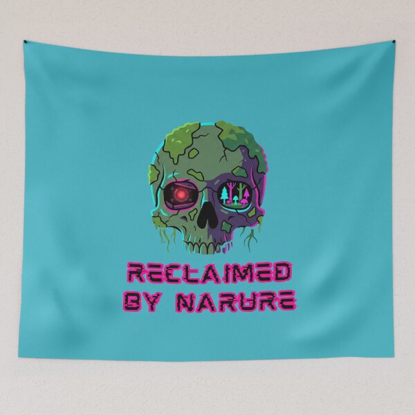 Item preview, Solarpunk Cyberpunk Skull Glitch Art Reclaimed Nature designed and sold by MarCinu Art.