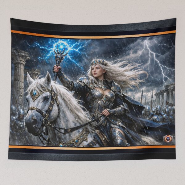 Item preview, Rhysara Valtraine Wielding The Stormheart Sceptre Radiance AI Concept Art by Xzendor7 designed and sold by Xzendor7 Digital Art Creations.