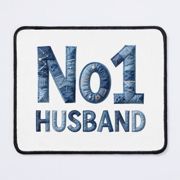 Item preview, No1 HUSBAND - IN DENIM FAUX LETTERING designed and sold by AlexOBrienArt.