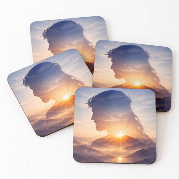 Item preview, Jesus Christ Silhouette Double Exposure Sunrise – Christian Faith Wall Art, Hope and Salvation Artwork designed and sold by stylishdzign.