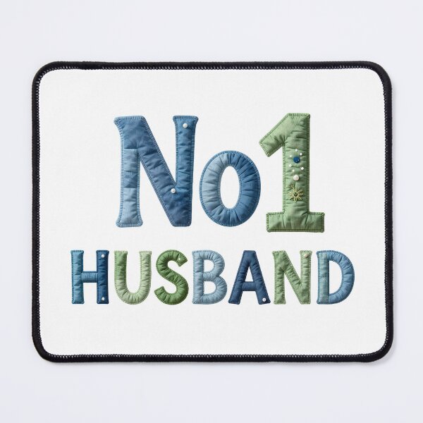 Item preview, No1 HUSBAND - IN BLUE & GREEN FAUX LETTERING designed and sold by AlexOBrienArt.