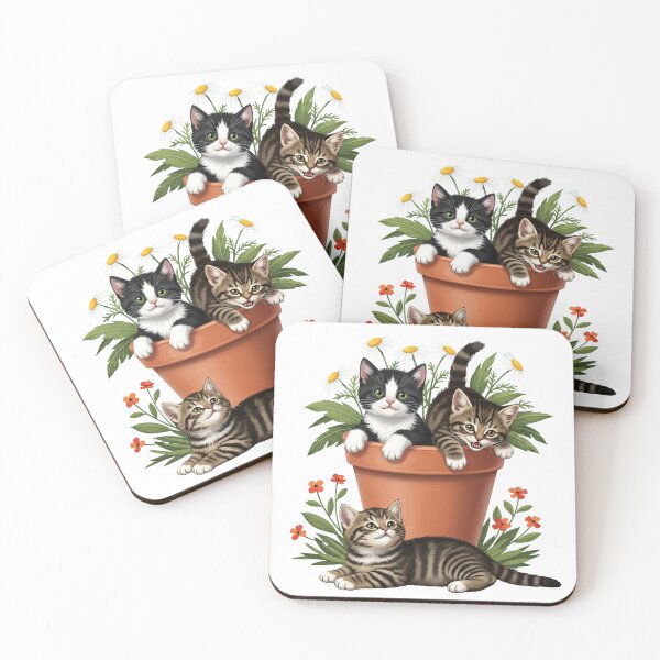 Item preview, Adorable Kittens Playing in Terra Cotta Flower Pot designed and sold by TeeARTHY.