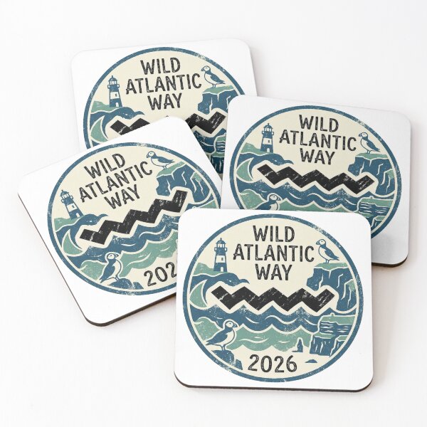Item preview, Wild Atlantic Way Ireland 2026 Vintage Coastal Travel Badge designed and sold by REAL IRISH GIFTS.
