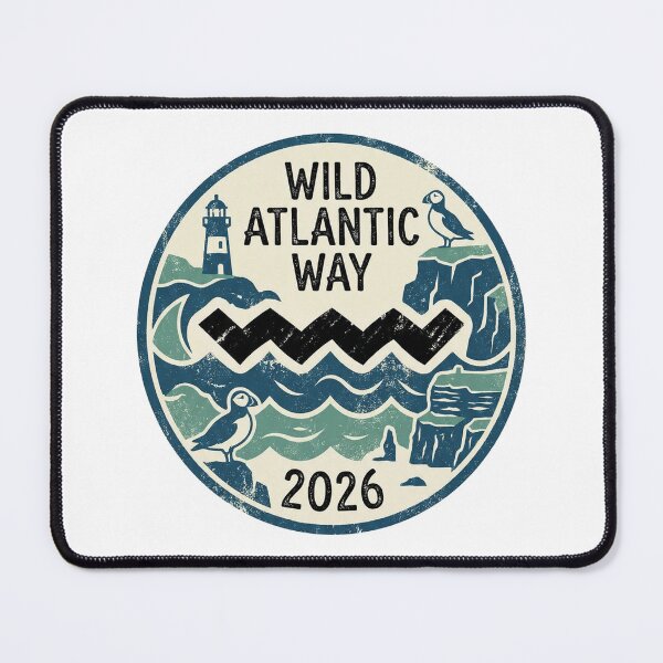 Item preview, Wild Atlantic Way Ireland 2026 Vintage Coastal Travel Badge designed and sold by REAL IRISH GIFTS.