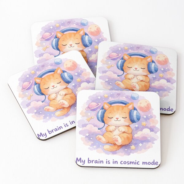 Item preview, My Brain is in Cosmic Mode – Cute Lofi Space Cat designed and sold by FamaPod.