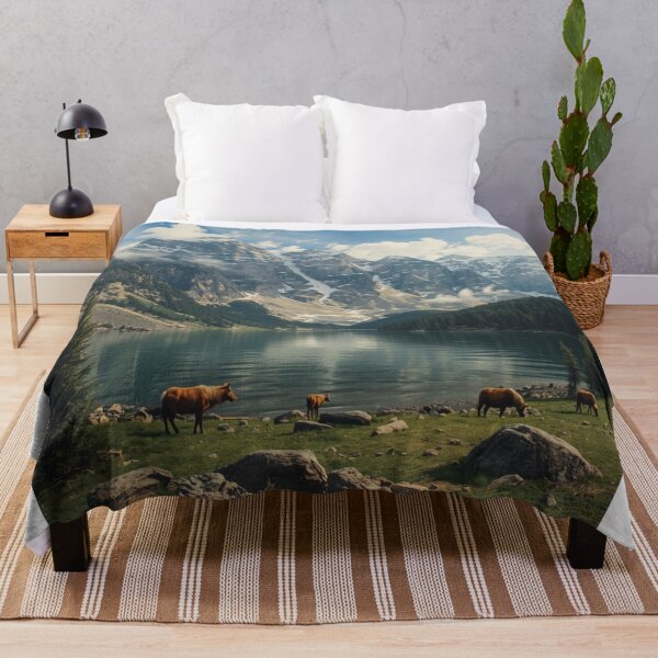 Item preview, Cows graze on the shore of Moraine Lake designed and sold by Nature-sport.