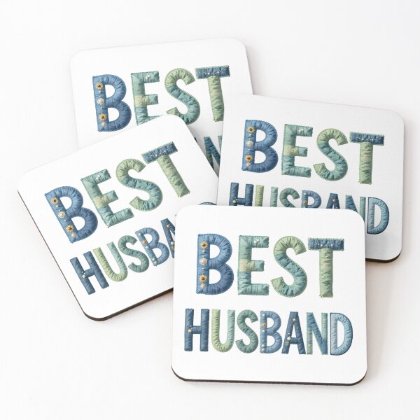 Item preview, BEST HUSBAND - IN BLUE & GREEN FAUX LETTERING designed and sold by AlexOBrienArt.