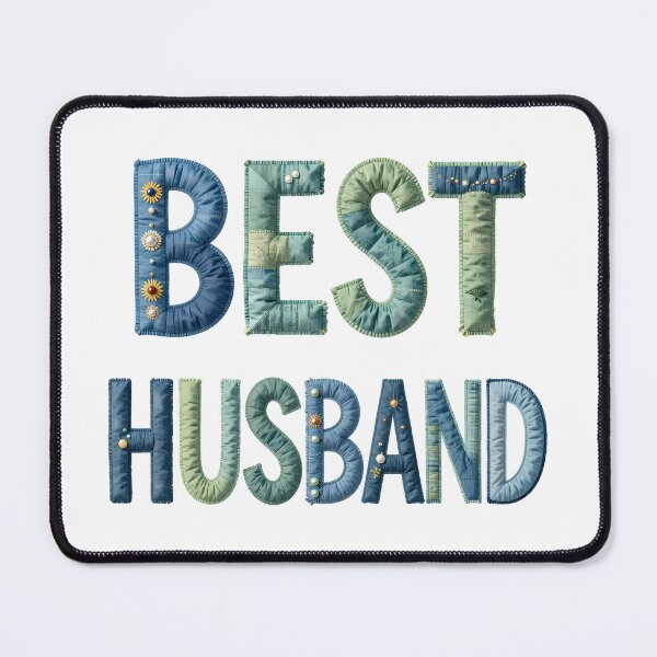 Item preview, BEST HUSBAND - IN BLUE & GREEN FAUX LETTERING designed and sold by AlexOBrienArt.